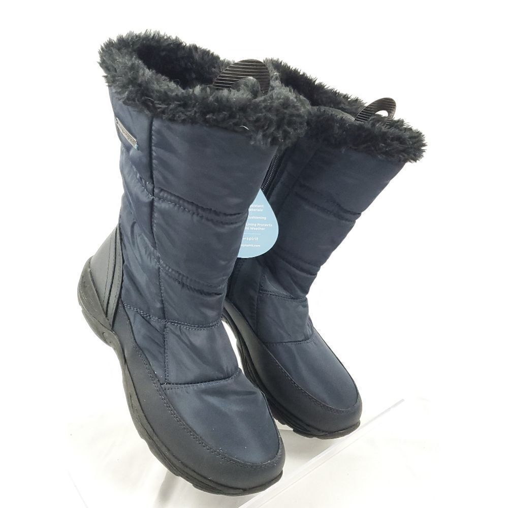 Easy Spirit dark Navy Water Resistant Thermal Sock‎ Lining Winter Boots sz 6.5